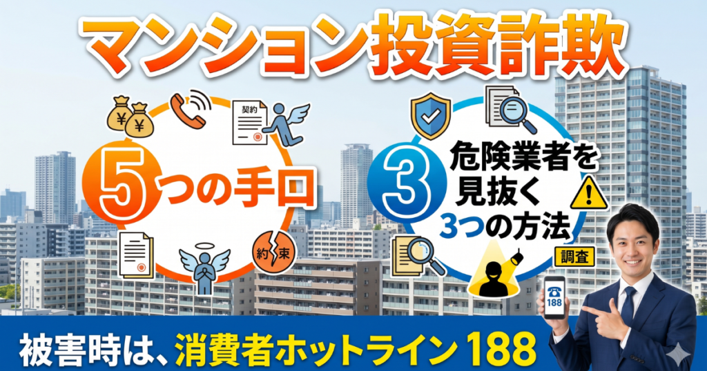 マンション投資詐欺について表示してある実写のアイキャッチ画像